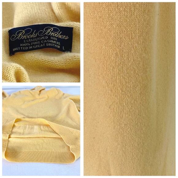 Vintage Brooks Brothers Yellow Gold Pullover Turtleneck Cashmere Sweater Large - Picture 4 of 10